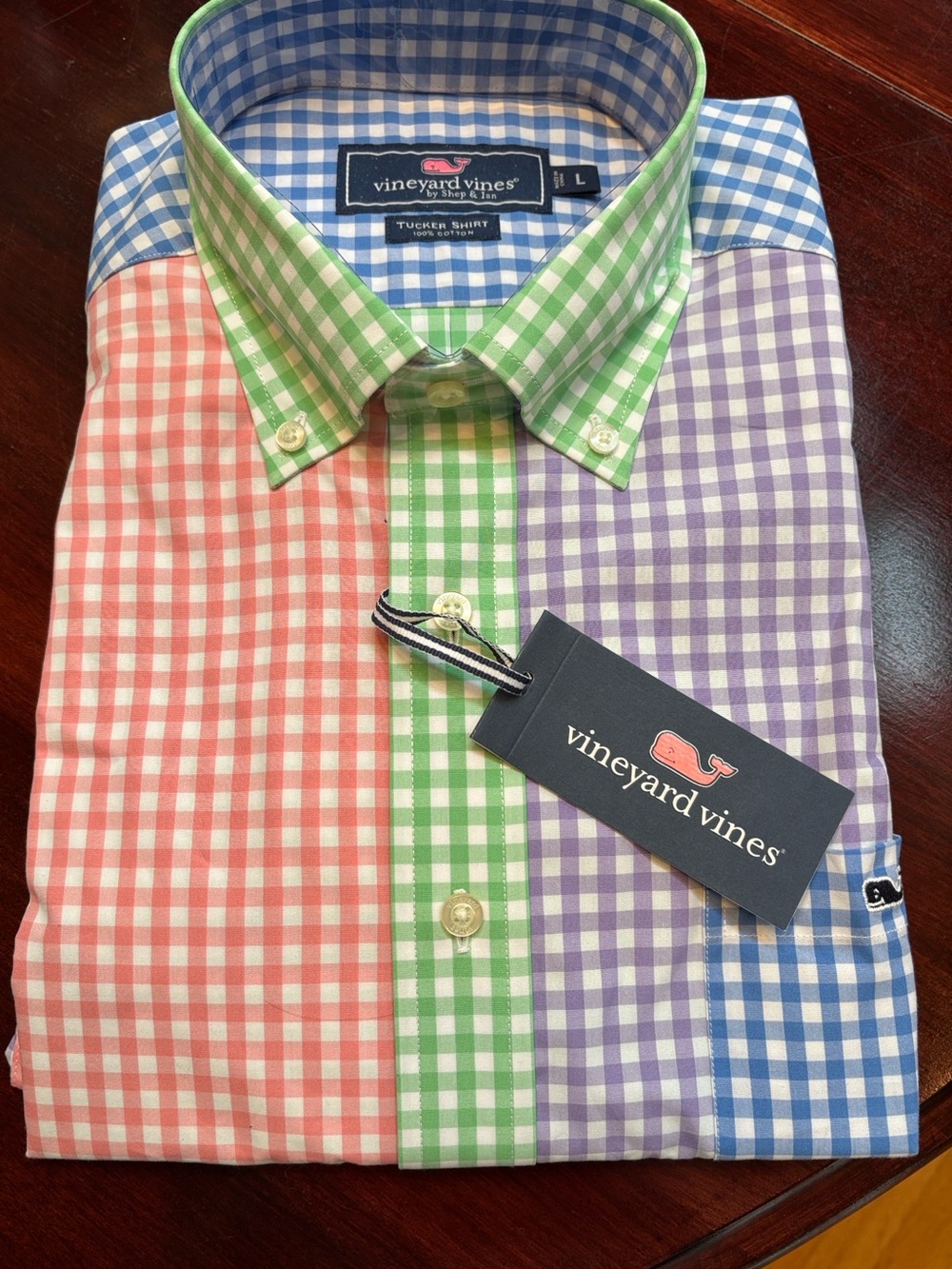 NWT Vineyard Vines Multicolor Gingham Button-Down Shirt size large